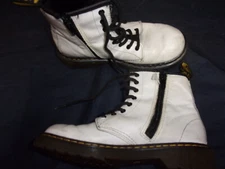 Vintage White Side Zipper Doc Dr. Martens 8 hole Leather Boots US2 UK1 EU33