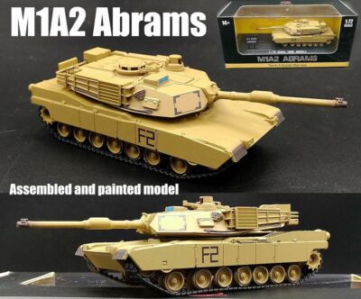 US MBT M1A2 Abrams tank desert with display case 1:72 Heng long diecast Model
