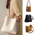 Large Capacity Crossbody PU Leather Single Bag Bucket Shoulder Bag Handbag