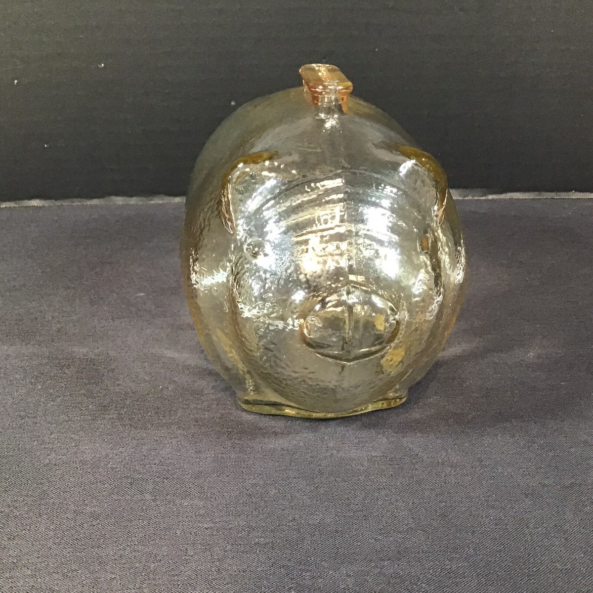 Vintage Anchor Hocking Textured Glass Pig Piggy Bank Marigold