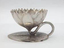 19th Century Silver Plate Meriden Brittania Co. Lily Pad Open Salt Cellar TF936