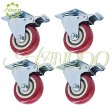 4 Pack 4 Inches Caster Wheels Locking Casters with Brake Swivel Plate Castors