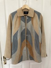 Vintage Unique Giorgio Mobiani Suede Jacket Blue Beige 12 40 M L