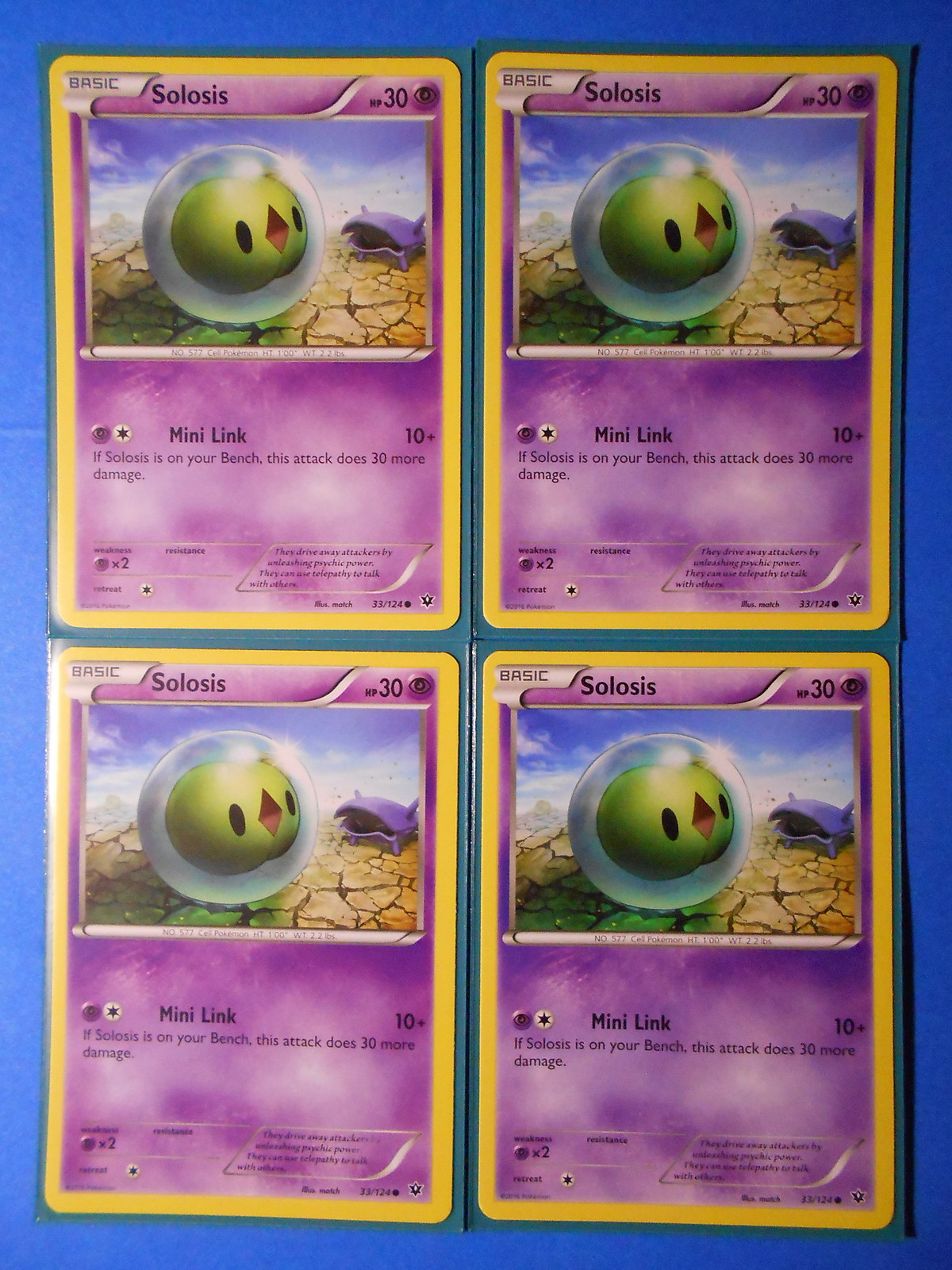 4x Solosis 33/124 Pokemon TCG card XY Fates Collide common NM