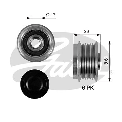 GATES OAP7042 Alternator Freewheel Clutch for SEAT,SKODA,VW
