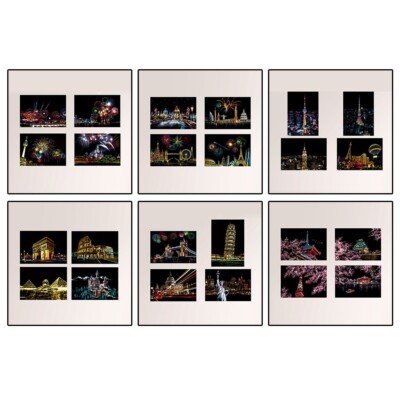 Kinder scratch Painting City Night View Building Drawings Geschenkset 4 St??cke