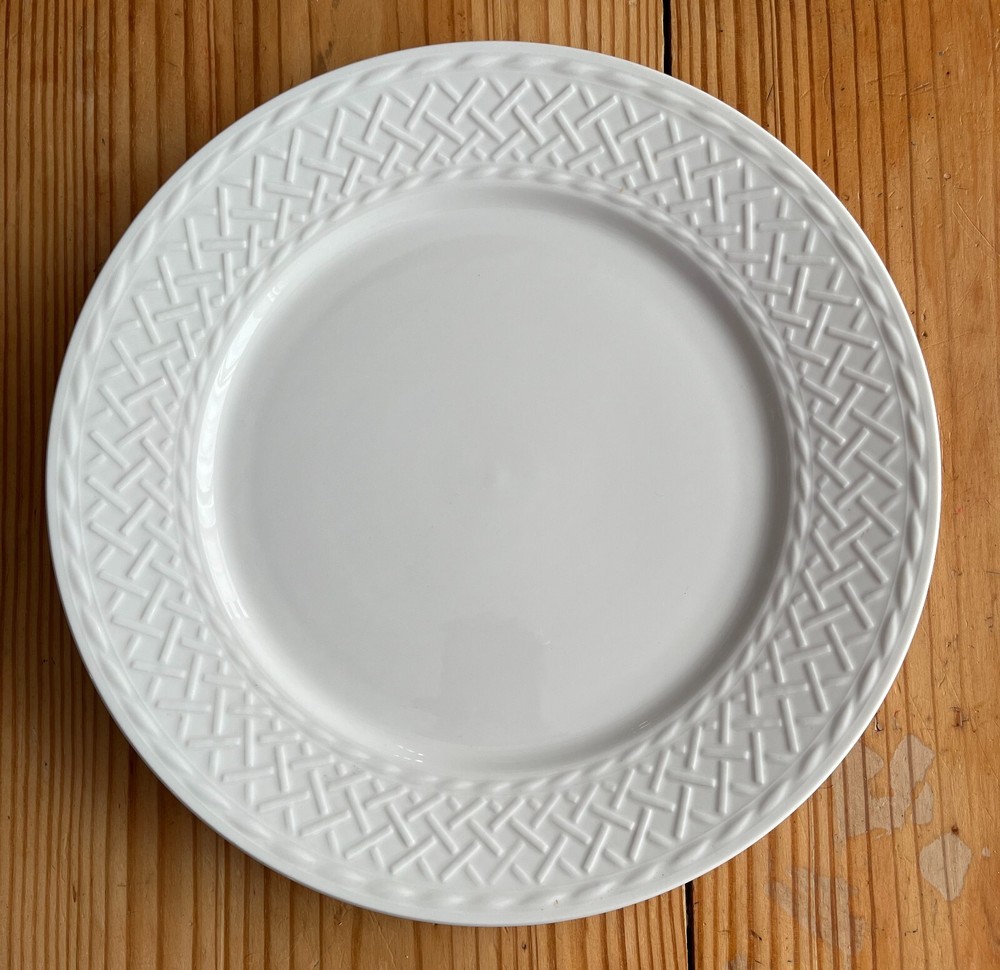 Mint | Apropos Rattan Chop Plate/Platter Fine Porcelain Embossed Weave | 12 3/8