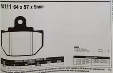 FA111 Bremsbeläge Honda FL 350 R Odyssey 85-87 FL 400 Pilot 89-93 hinten