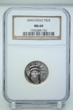 2003 $25 Statue of Liberty American 1/4oz Platinum Eagle NGC MS69 #5152 2380.00 per troy oz