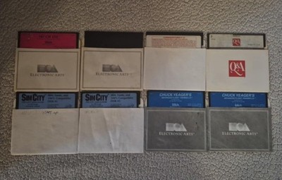 Vintage PC Games Lot - IBM PC 5.25 Floppy disks. Sim City, Ski or Die, Keen S.W.