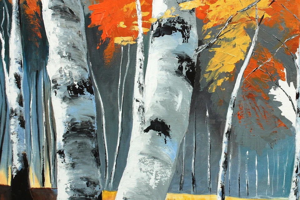 NOVAARTE Acryl Bild Gemälde Birke Abstrakte Malerei Bäume Moderne Kunst ORIGINAL - Bild 2 von 4