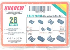 HUAREW Clip-on Ferrite Ring Core RFI EMI Noise Suppressor Cable Clip 28 Pieces