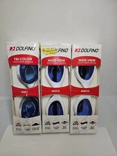 Dolfino 2- Wide View, 1-TRI-COLOR Youth Swim Goggle AGE 6+