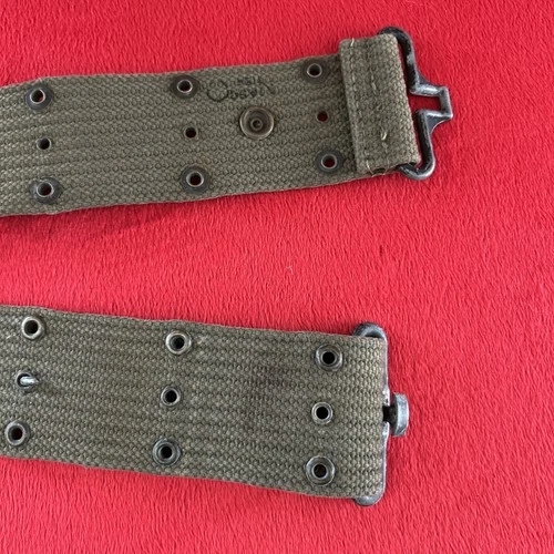 US Military Army WWII WW2 Pistol Canvas Web Belt OD Green 1945 NASCO