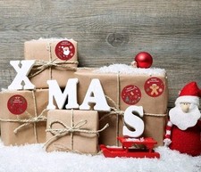 'Merry Christmas' Stickers- 100 count - 1 inch - 8 designs