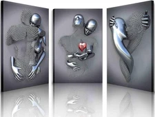 Framed Wall Art for Bedroom 3D 16"Hx12"W×3Pieces, 3 Pieces 