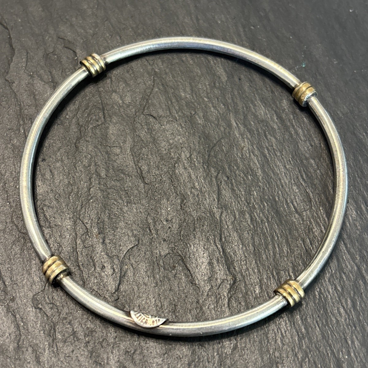 Maria Pineda Taxco TP-17 970 Silver Gold Accent Bangle Bracelet