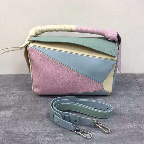 LOEWE Puzzle 2 Way Shoulder Bag Calfskin Leather Multicolour Pastel auth