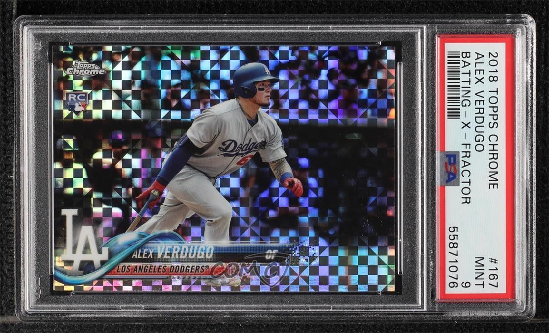 2018 Topps Chrome X-Fractor Alex Verdugo #167 PSA 9 MINT Rookie RC b4d