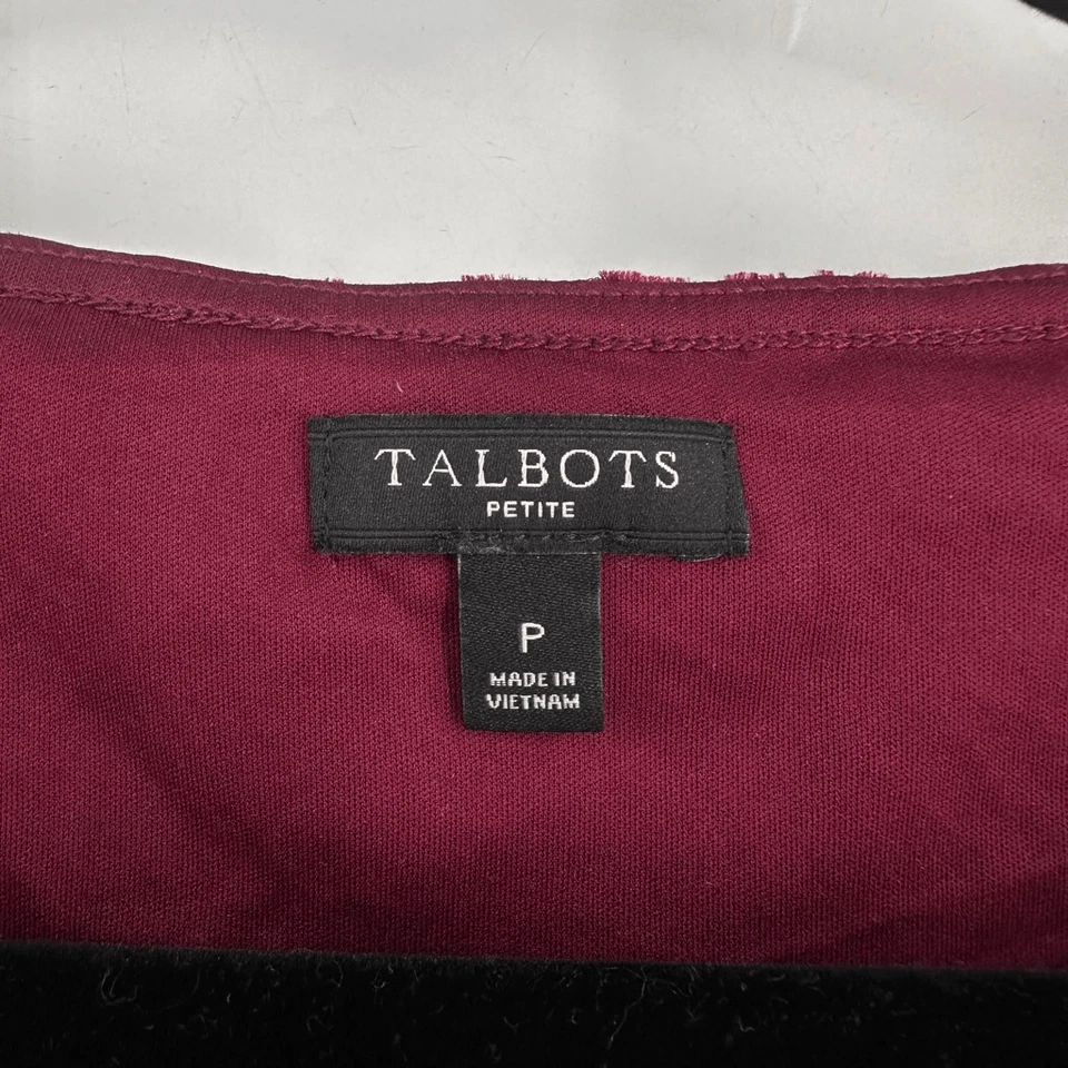 Talbots Velvet Burnout Bell Sleeve Top Women S Petite Burgundy Leopard Print - Image 3 of 4