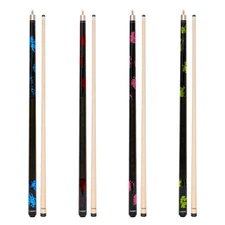 4 Pieces Pool Cue Stick 58 inch 18 oz 19 oz 20 oz 21 oz Billiard House Bar Po.
