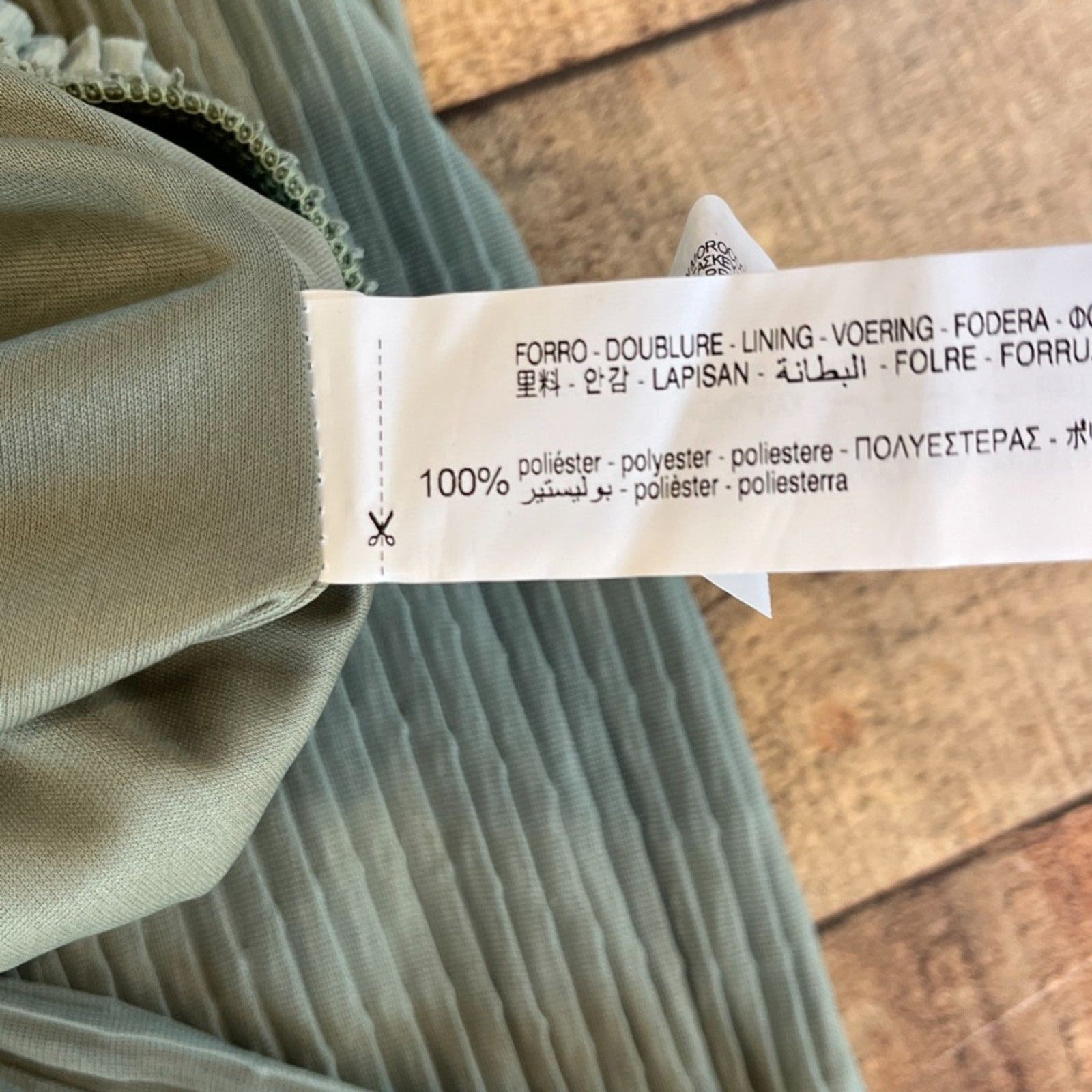 Zara Light Green Accordion Pleat Wide Leg Pants Pull On Large NEW NWT thumbnail 4