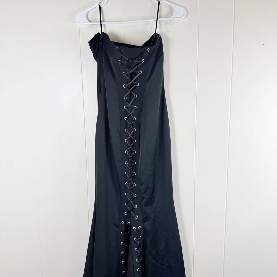BEBE Black Strapless Lace Up Mermaid Gown Maxi Dress Formal Evening - Image 3 of 4
