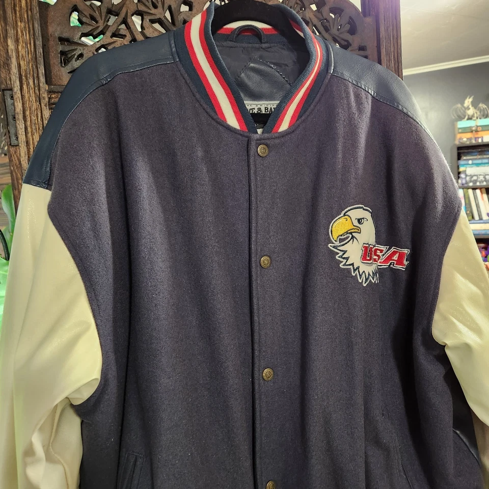 Steve & Barry's Vintage USA Letterman Varsity Jacket Size XL Patriotic Flag - Image 2 of 4