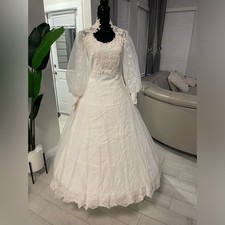 Vintage Victorian unbranded union made cottagecore beaded wedding gown S