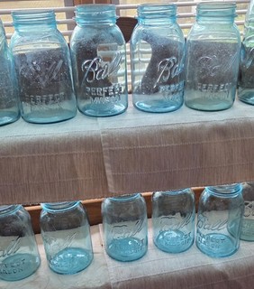 Ball Perfect Mason Blue Glass Jars Lot Collectible Vintage Kitchen Display