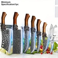 10-Piece Stainless Steel Kitchen Knife Set with Block for Home Cooking