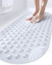 DEXI Bathtub Mat Non Slip 16x35, Shower Floor Mats 35" x 16" Oval , Clear