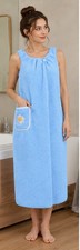 Women Wearable Bath Towel Wrap Spa Shower Quick Dry Soft Microfiber Robe Blue