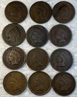 1883 - 1909 Indian Head Penny 1 Cent 12 Coin Lot VG - VF Condition Coins