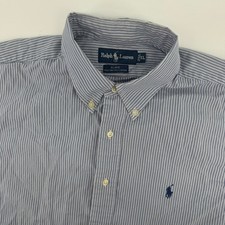 Ralph Lauren Blake Short Sleeve Button Down Shirt Mens XL Blue Stripe Cotton