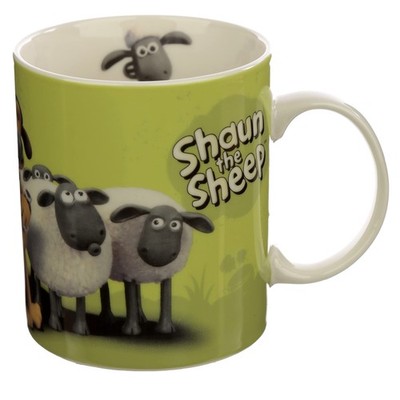 Puckator Shaun The Sheep Porcelain Tea Coffee Mug - Green 10.1 Ounces, White 