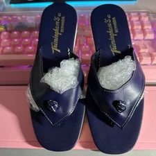 Trimingham’s Bermuda Women’s Navy Blue Size 5 Sandels Flip Flop Shoe Top Knot