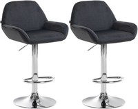2Er Set Barhocker Braga Samt Chrom Schwarz