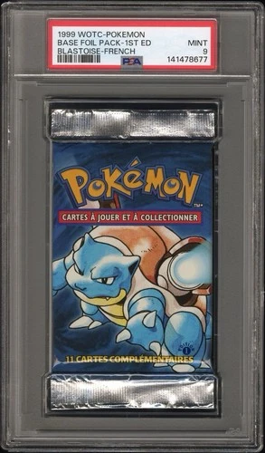 1999 Pokemon FRENCH 1st Edition Base Set Tortank-Blastoise Booster Pack PSA 9