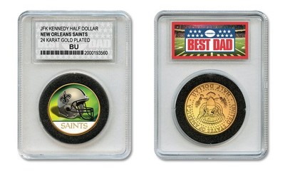 NEW ORLEANS SAINTS NFL *GREATEST DAD* JFK 24KT Gold Clad Coin SPECIAL LTD CASE