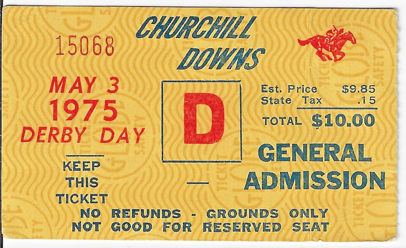 1975 KENTUCKY DERBY TICKET