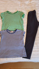 3 pc lot Hanna Andersson striped t shirts tops and black pants sz 140 10-12 b3 — photo 8