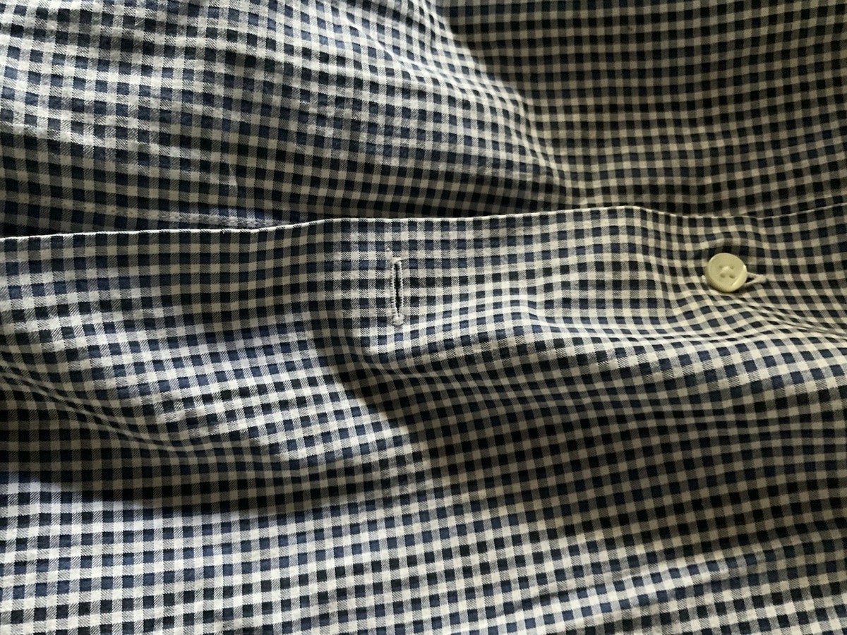Canali Shirt Mens 14-17 1/2 Blue Check 100% Cotton Dress Made Italy Long Sleeve View 4