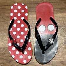 Disney Mickey Minnie Mouse Red Polka Dot Bow Flip Flop Sandals US 7/8 Women's