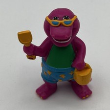 90s 1993 Sun Beach Barney Shovel Pail Swimsuit 2.5" PVC Action Figure Dinosaur