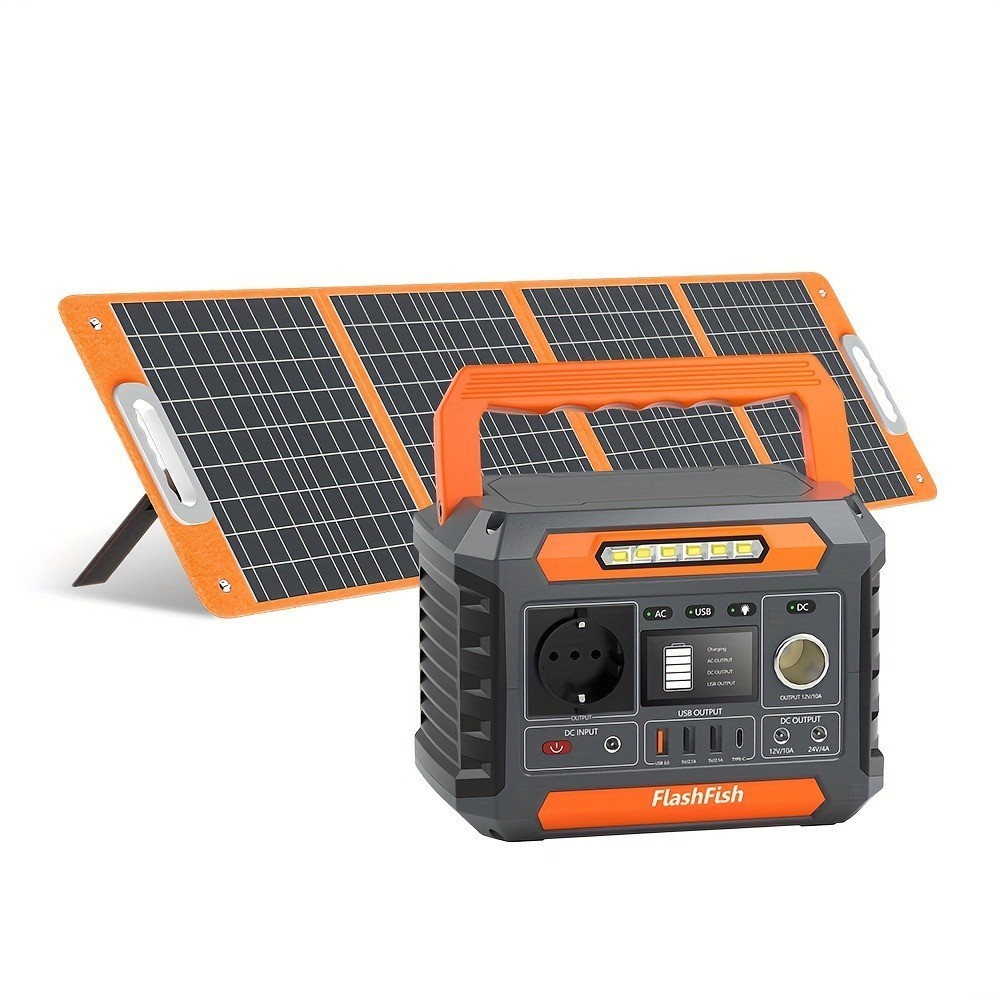 Station Électrique 200W Onde Sinusoïdale Pure Flashfish et Kit Panneau Solaire 100W Haute Performance