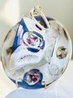 Vintage Purple Iridescent Tea Cup Gold Trim Romantic Courting Scene — photo 1