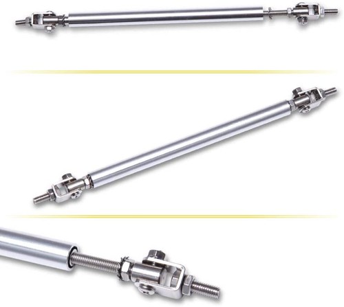 2X Sliver Adjustable Front Bumper Lip Splitter Spoiler Strut Rod Tie Support Bar - Picture 6 of 12