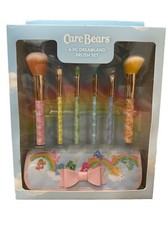 Care Bears X Impressions 6 Piece Frosted Brush Set W/ Rolled Up Make Up Bag RARE