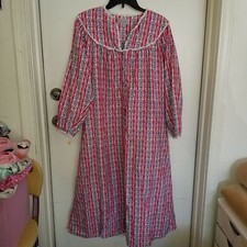 Lanz of Salzburg "Red Stripes w/Flowers" Flannel Nightgown - SZ. S